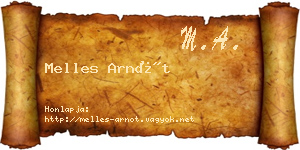 Melles Arnót névjegykártya